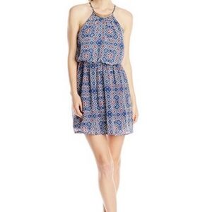 As U Wish Blue White Halter Mini Dress Y2K Cocktail Cruise Vacation Resort Wear